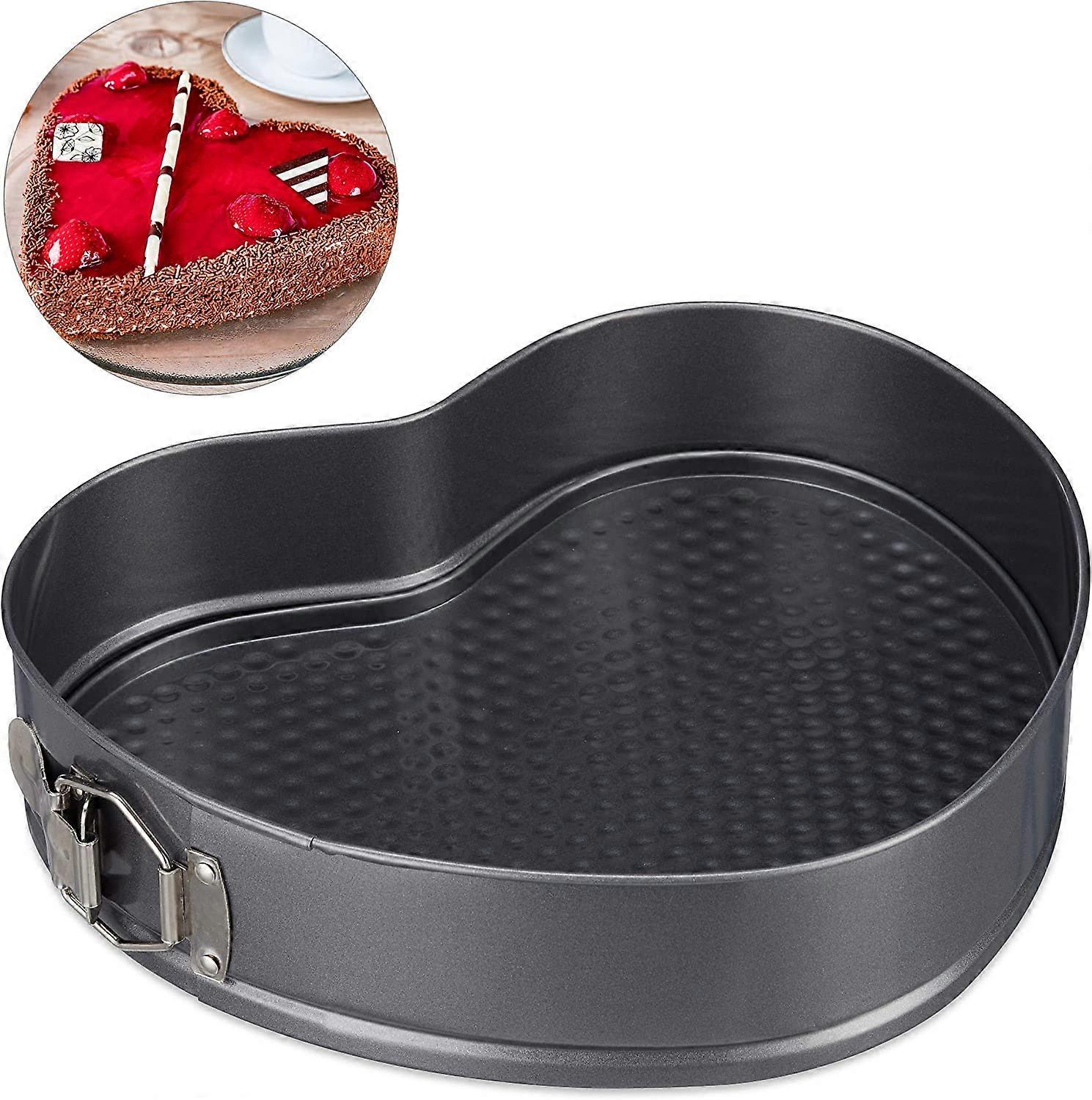Heart-shaped adjustable springform cake pan, non-stick, springform cake pan, 11.8 x 11.7 x 4.5 cm, steel, gray, anthracite Heart-shaped button cake pa