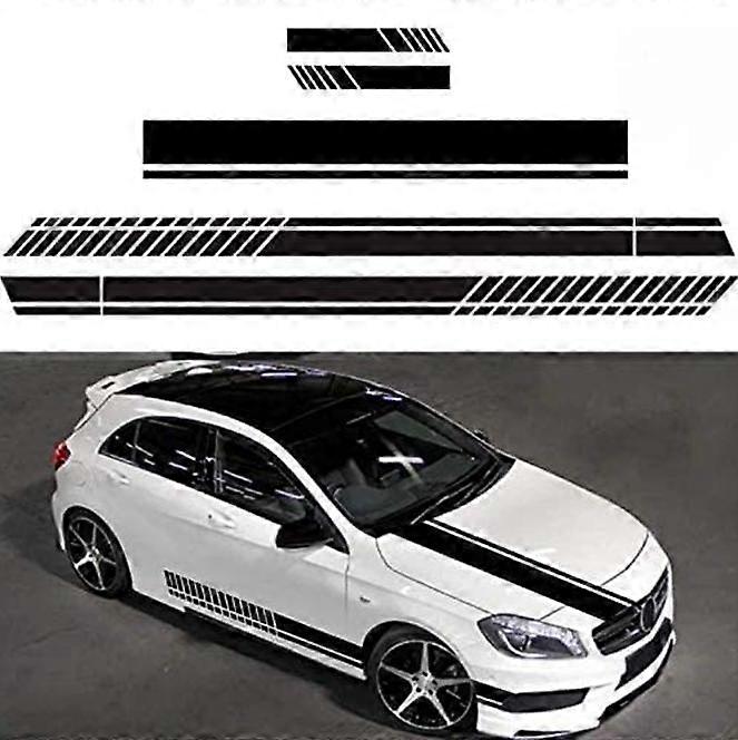 5 Pcs Black Car Hood Stripe Sticker Decal Graphic Vinyl Auto Body Racing Rearview Mirror Sticker Car Decoration Compatible with Free Size + Scraper