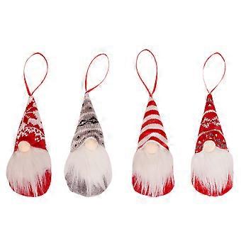 4PCS Christmas Ornament Hanging Pendant Plush Decor Items Christmas Gnomes Faceless Doll Santa Claus for Party Christmas Xmas Tree Gifts Bedroom Home