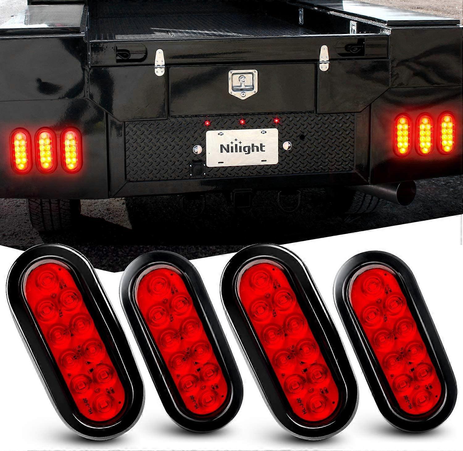 thumbnail image 2 of Pair (2) Of 6" Oval LED Red Stop/Turn/Tail Lights For Trailers & Trucks - With Grommet Plug 2 of 12
