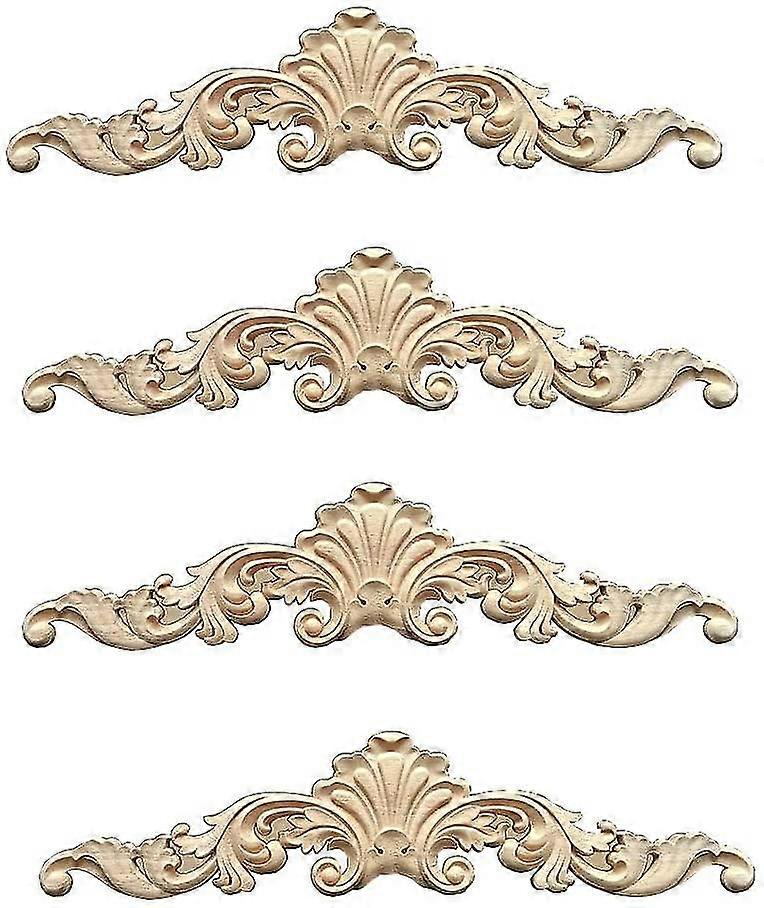 4 قطع الزخرفية صب الخشب زخرفة الخشب منحوتة الزخرفية خشبية منحوتة طويلة Onlay الزينة