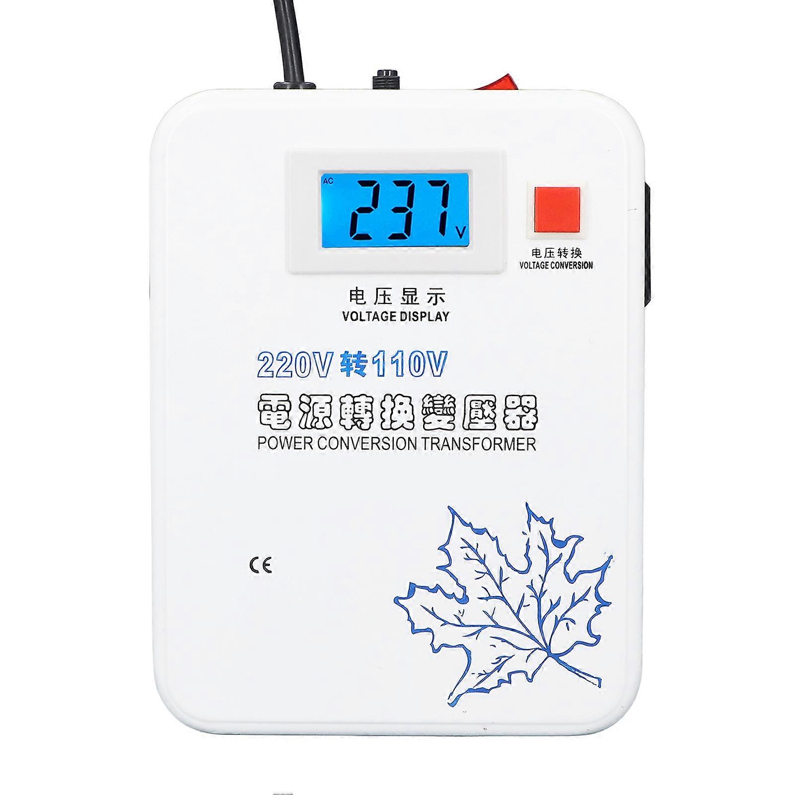 1500W Single Phase AC220V to AC110V Buck Voltage Converter with Universal Sockets  Overload Overheat Protection Low Frequency Home Lab Use