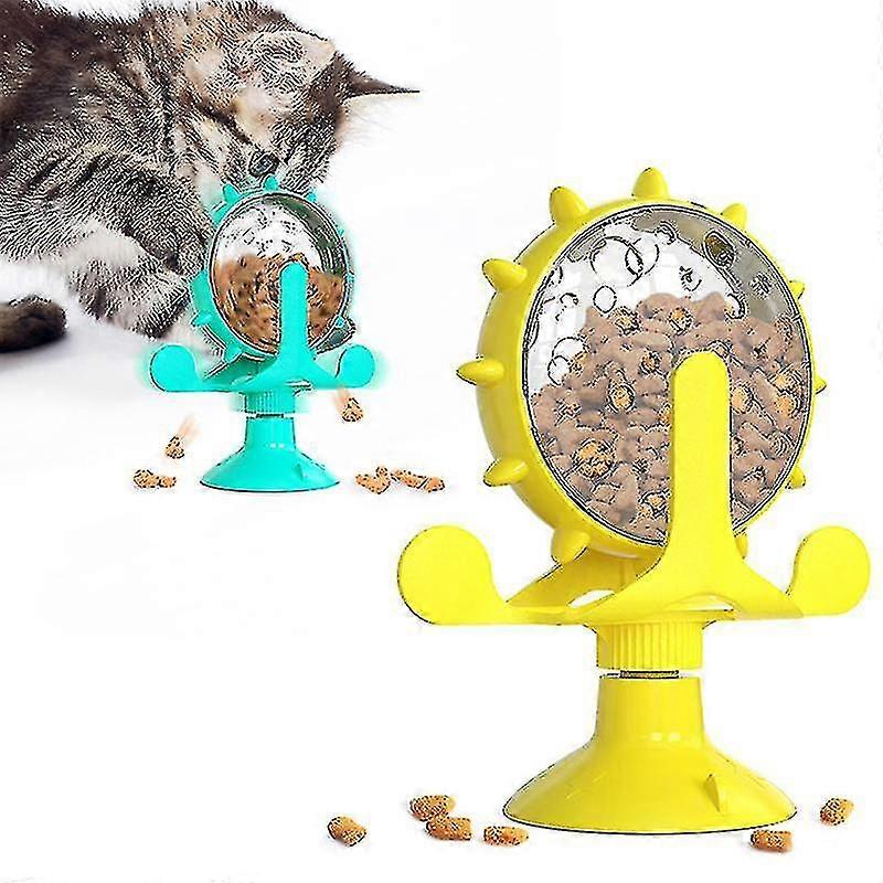 Interactive Cat Toys Kitten Slow Feeder Windmill Leaking Food Toys For Cats