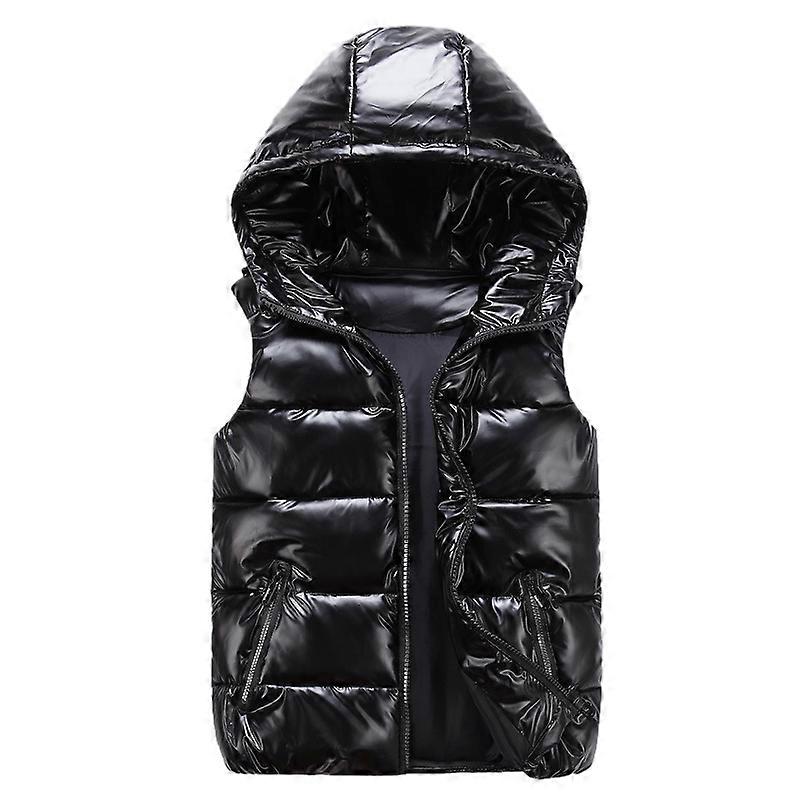 Unisex Mens and Womens Shiny Sleeveless Lightweight Solid Waistcoat Vest