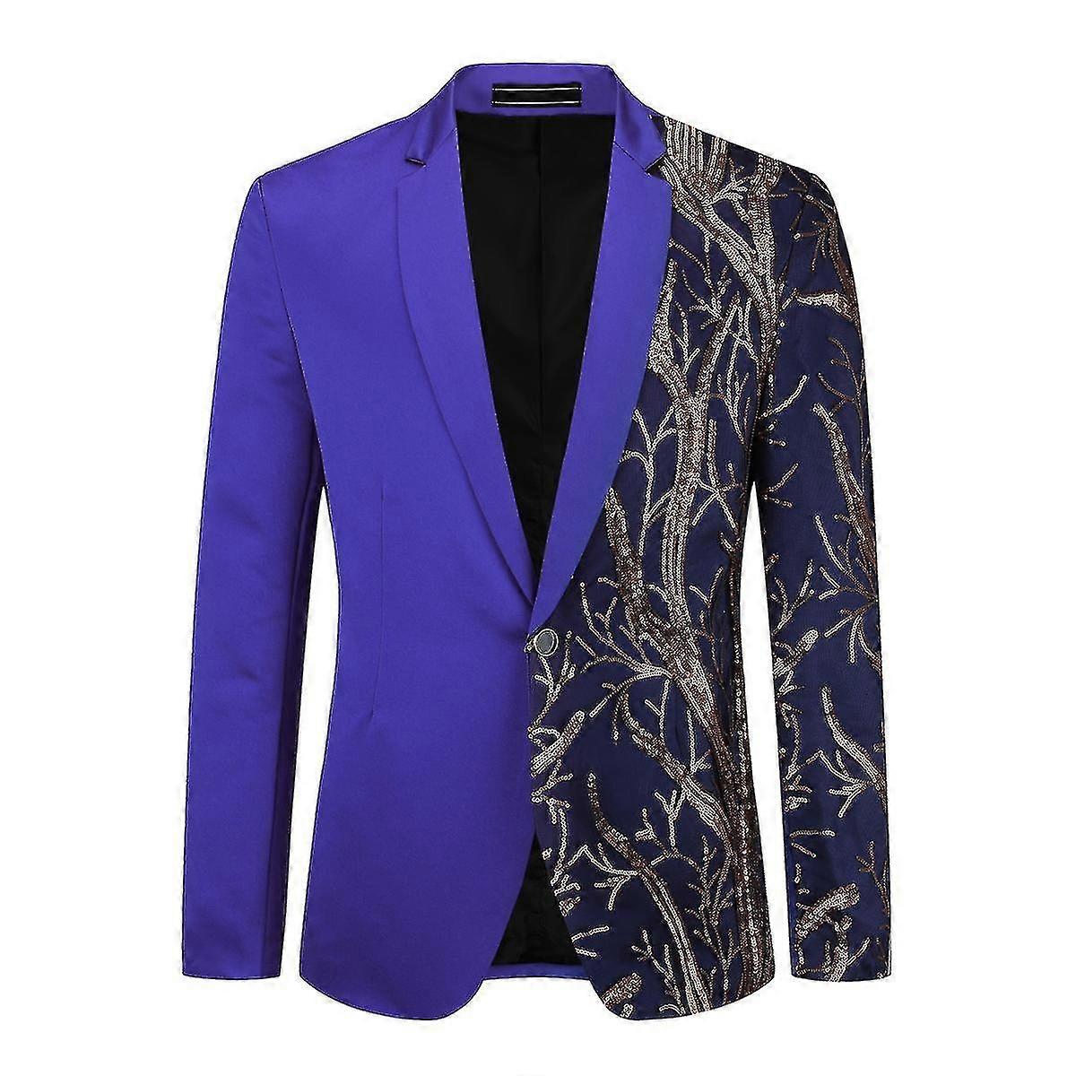 Erkek Slim Fit Payet Ağacı Eklenmiş Ziyafet Partisi Blazer-ykc