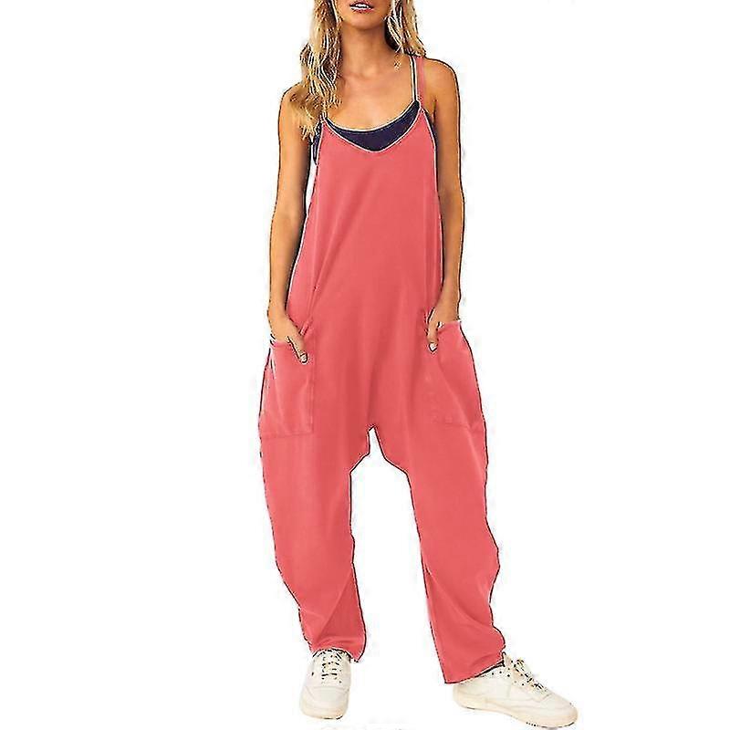 الصيف عارضة بذلة بلا أكمام واسعة الساق بذلة مع جيوب كبيرة Loungewear قطعة واحدة الملابس