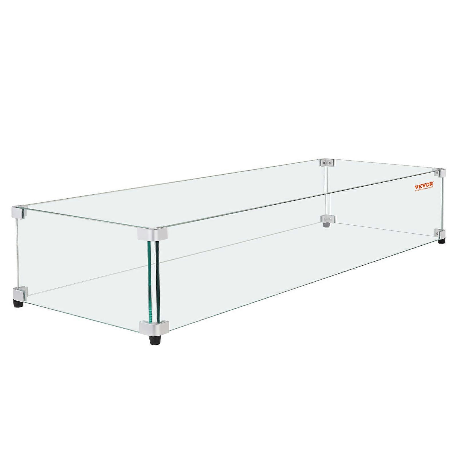 Pare-vent en verre pour table de foyer rectangulaire 31 x 12,5 x 6,5 pouces, 0,31 pouce d’épaisseur, facile à assembler
