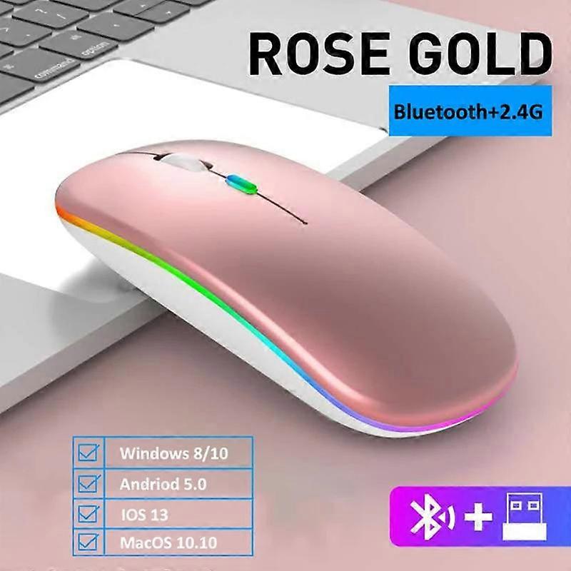 Souris sans fil avec LED rétro-éclairée USB rechargeable Bluetooth ~ compatible RGB silencieux souris de jeu pour ordinateur portable PC souris et trackballs