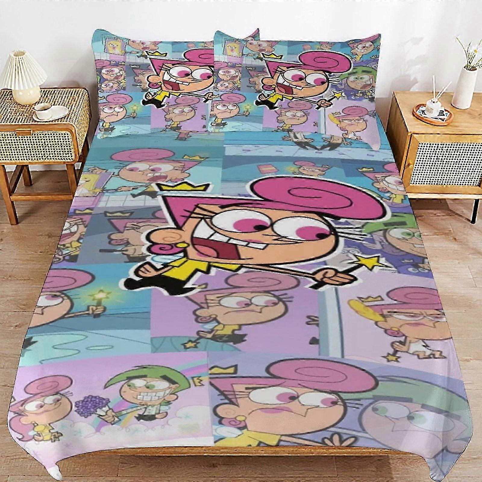 v303 Lençóis de Cama A Capa de Edredom Ultra Macia e Amigável à Pele Se da Fairly Odaren 3 Peças, Conjunto de Cama com Capa de Edredom Fofa (1 Capa de Edredom e 2 Travesseiros