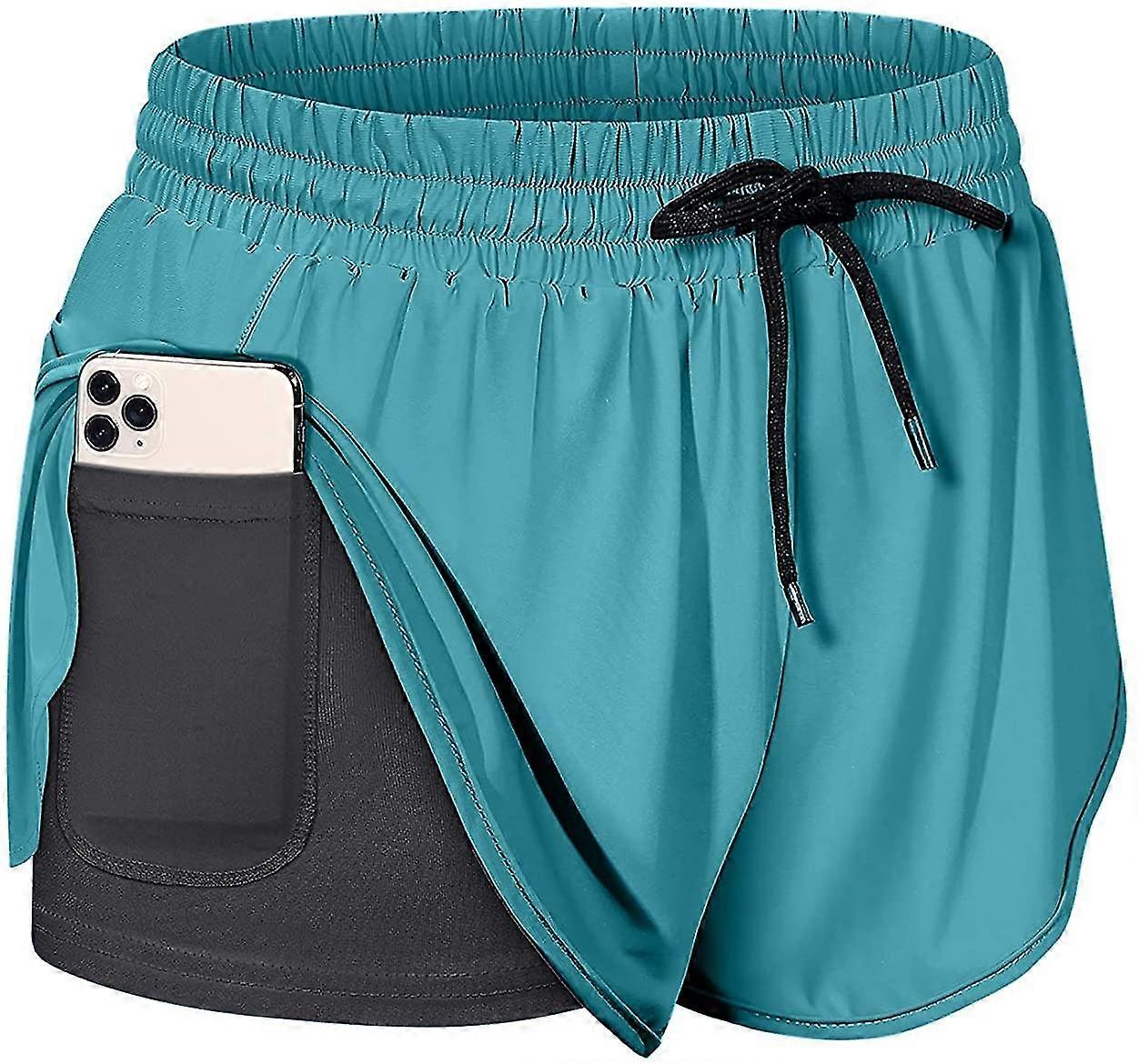 Women Drawstring Waist Athletic Running Shorts With Liner Inner Pocket$womens Double Layer Drawstring Elastic Waist Athletic Shorts With Pockets$women
