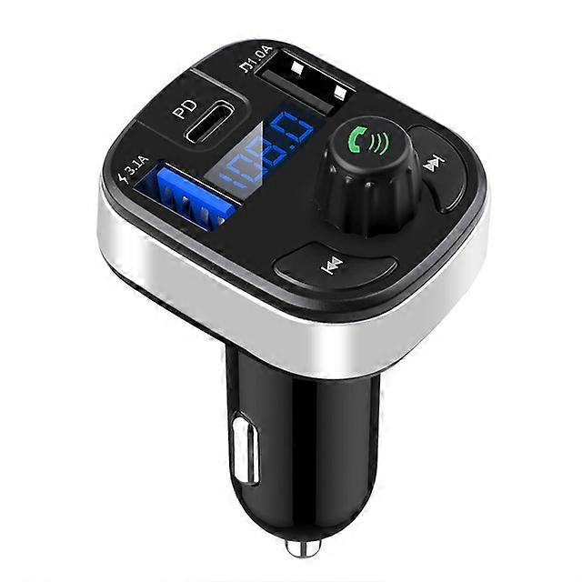 Car Bluetooth 5.0 FM Transmitter Dual USB PD Type C Fast Charge Car Charger Bluetooth Microphone Handsfree Car FM Modulator