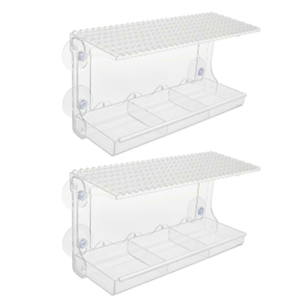 Window Bird Feeder Clear Bird Feeders Window Mounted with 4 Suction Cups and Detachable Tray Transparent Bird House