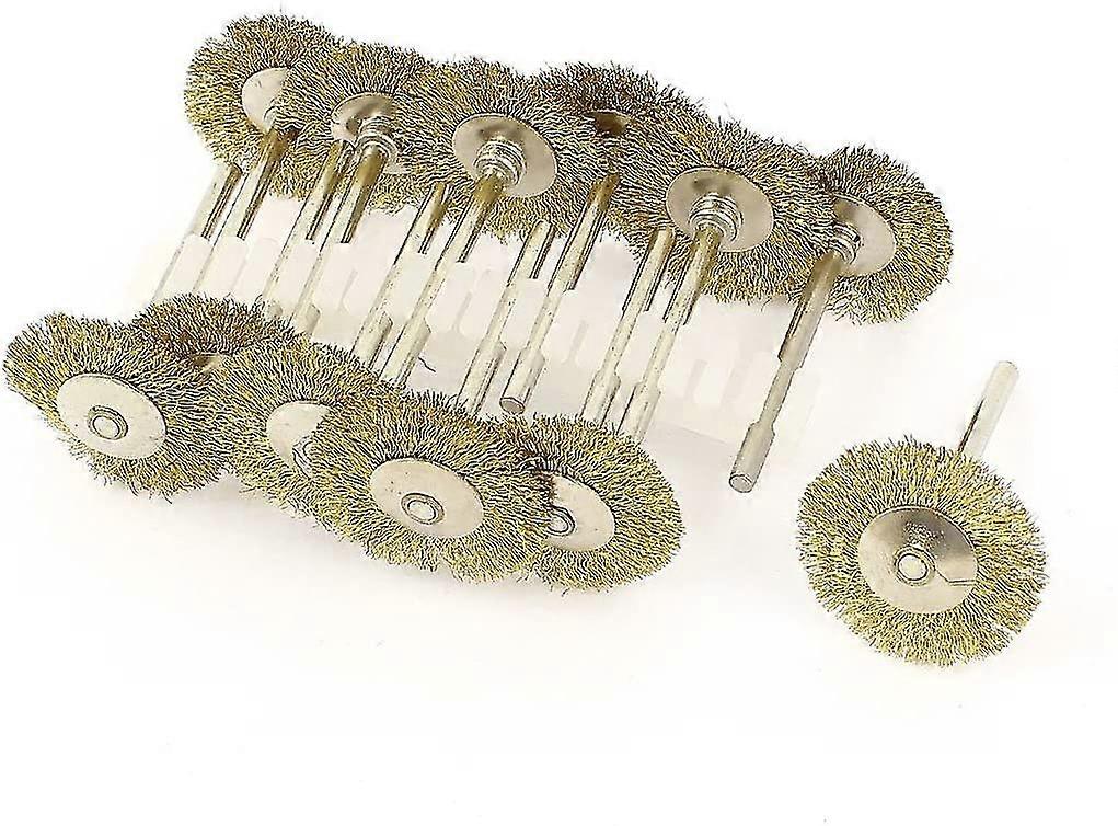 12pcs Round Brass Brush Copper Wire Brush Flat Brush Polishing And Rust Cleaning Tool