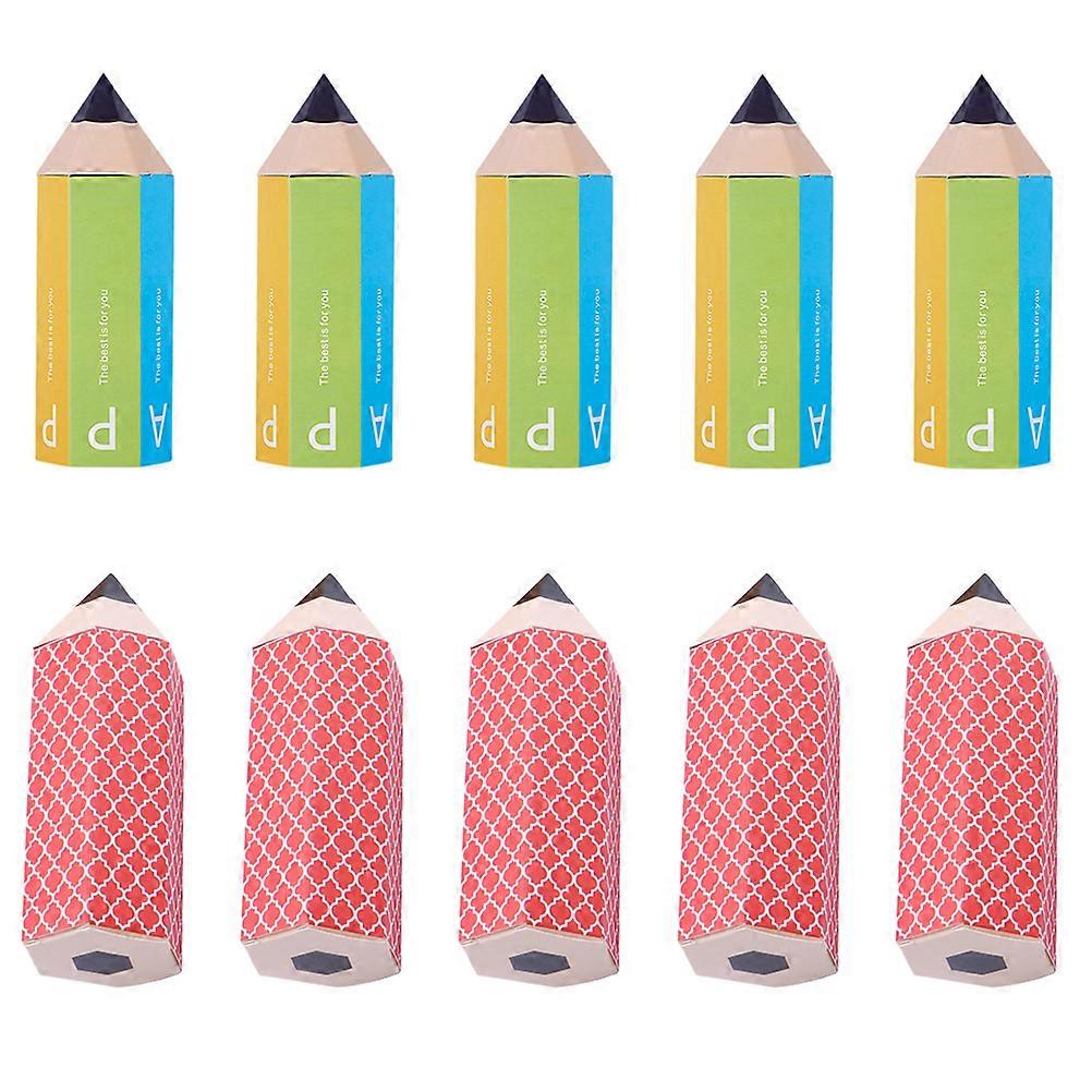 10pcs Colored Pencil Shaped Paper Cookie Boxes Creative Paper Packaging Boxes (Random Style)