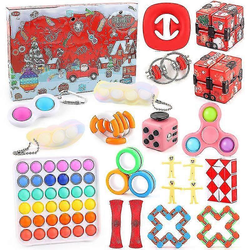 New Advent Calendar 2021 Christmas Fidget Toy For Kid Countdown 24 Days Xmas Toys Set Push Bubbles Box Pack Gift