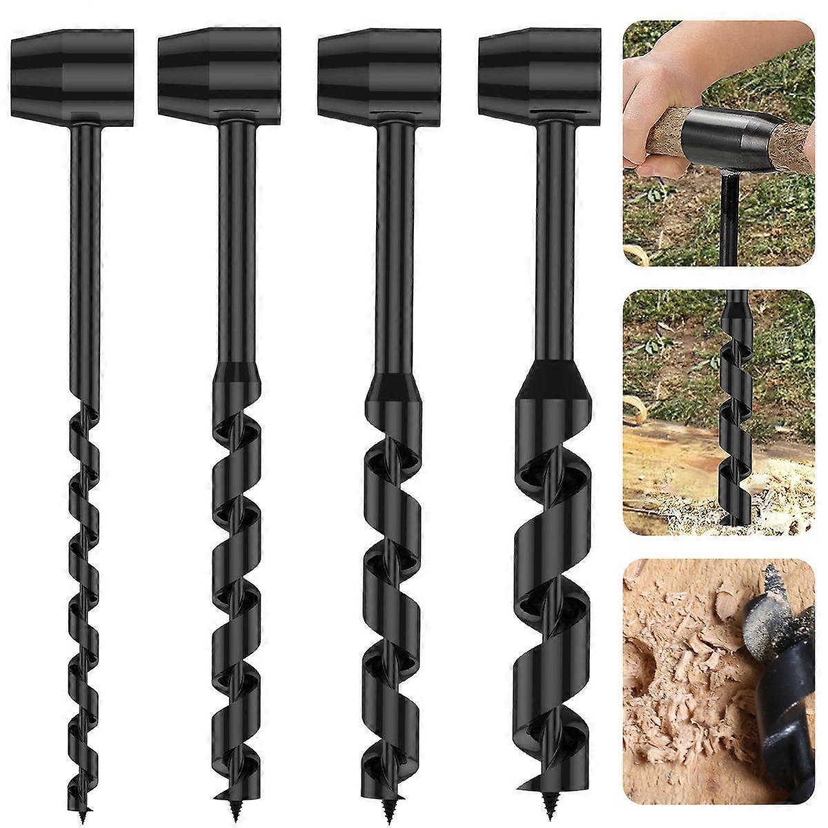 Hand Drill Carbon Steel Manual Auger Drill Portable Manual Survival Drill Bit Self-Tapping Survival Wood Punch Tool
