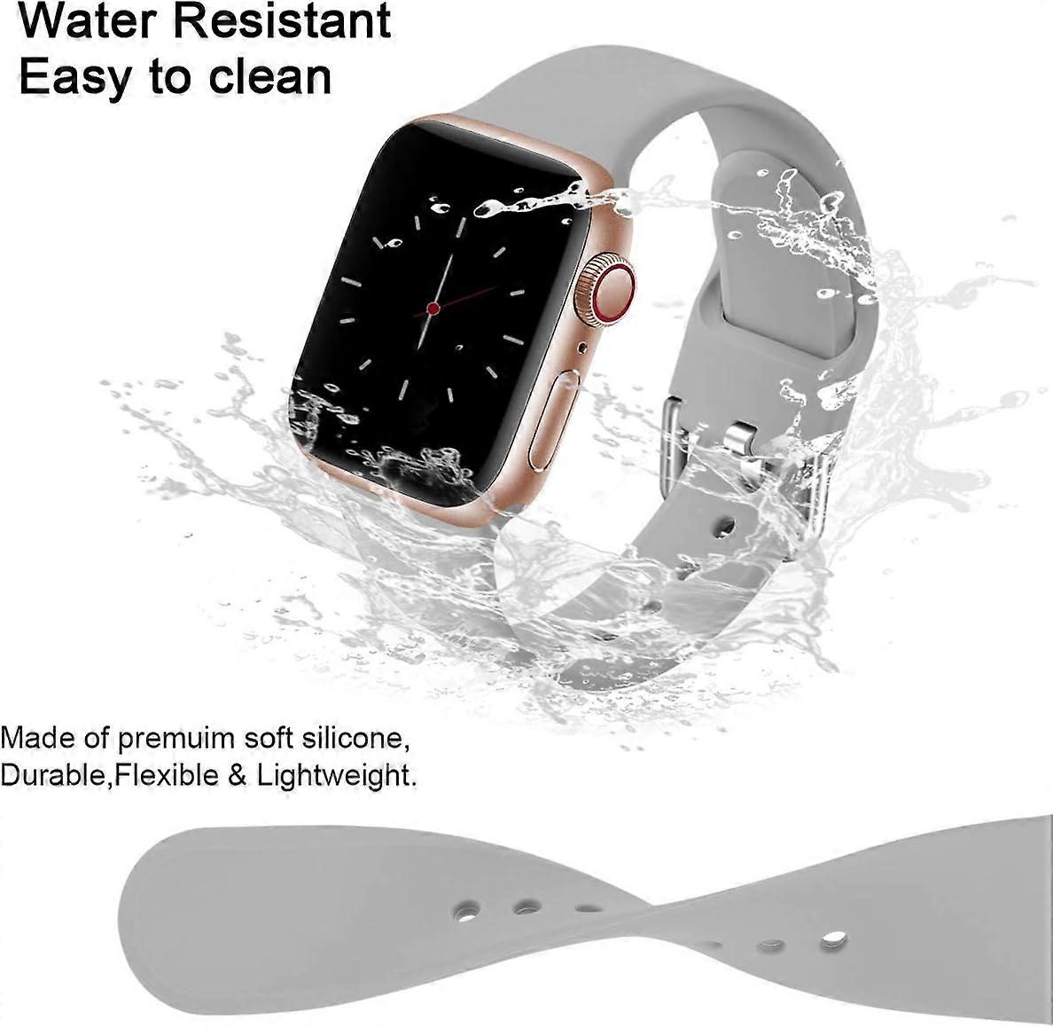 Pack 3 Straps Compatible with Apple Watch Strap, Soft Silicone Strap , Black/White/Grey