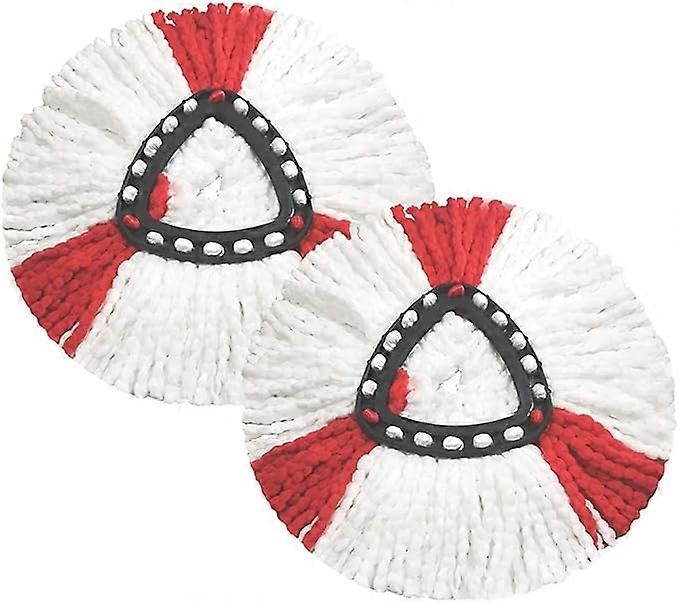 (2-Pack) Compatible with Vileda Mop Heads (Red & White), 2-in-1 Turbo Mop Replacement Head Compatible, Microfiber
