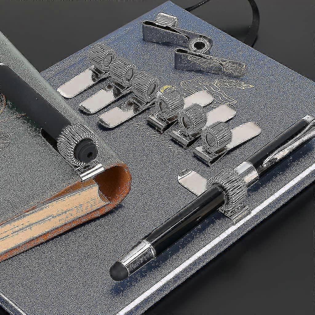 Stainless Pen Holder Clip For Notebook And Clipboard With Spring 5 Top & 5 Side