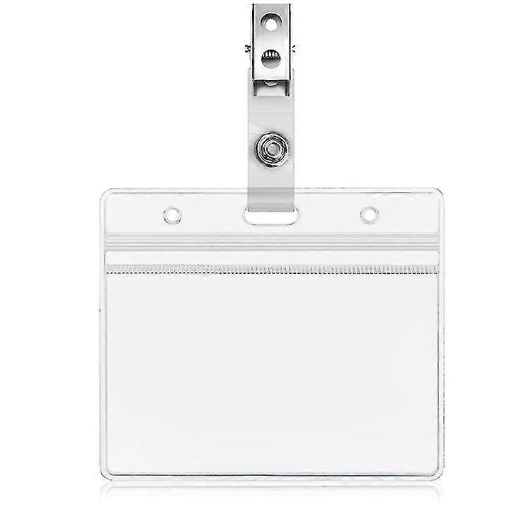 10 Pcs Plastic Badge Holders Name Tag Clear Badge Id Card Holders And Crocodile Style Metal Badge Clips With Waterproof new