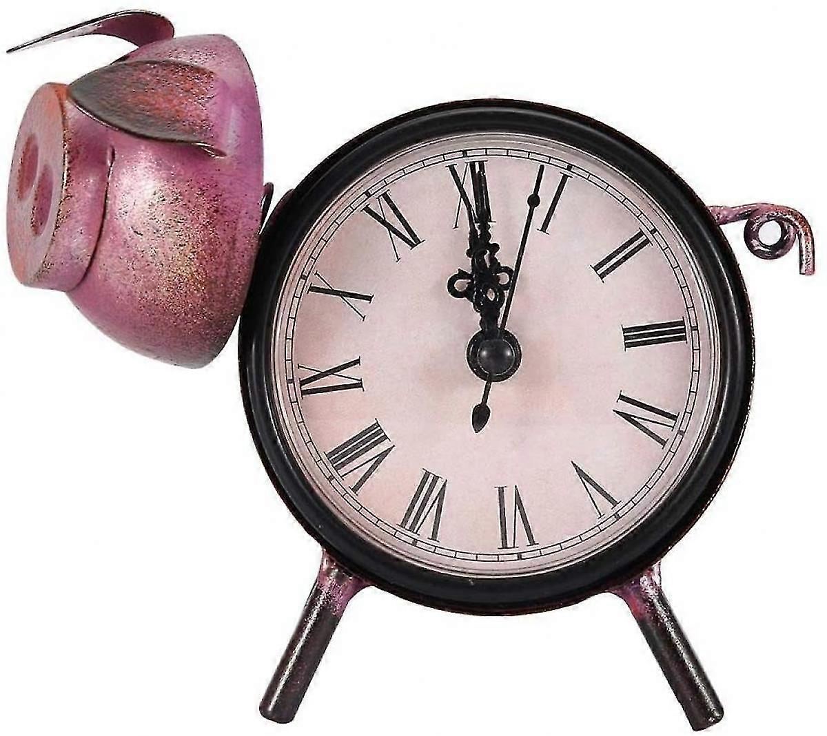 Desktop Clock,roman Numerals Retro Pig Statue Clock,decorative Frame Clock For Home Office Decorate,gift For Friends,classmates