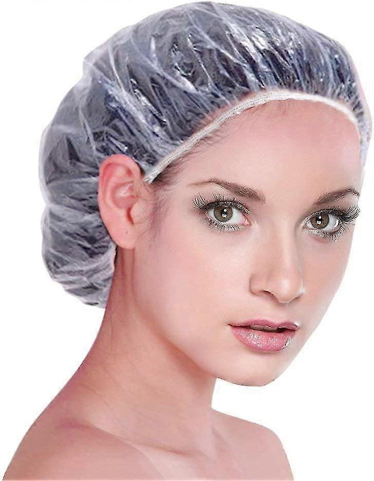 100pcs Disposable Transparent Waterproof Plastic Shower Caps