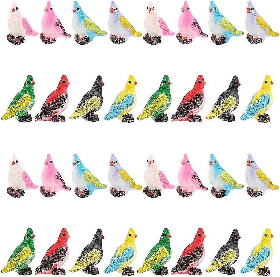 8 Styles Miniature Bird Figurines, Resin Mini Bird Figures Animal Model for Landscape Display Decoration Simulation Birds Figurines Accessories for Ga