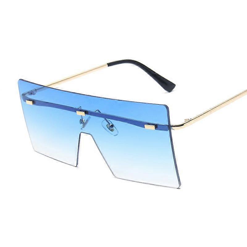 Vintage Square Óculos de Sol Mulher Siamese Oversized Óculos de Sol Para Mulher Luxo Marca Rimless Ocean Lens Big Shades Oculos De Sol