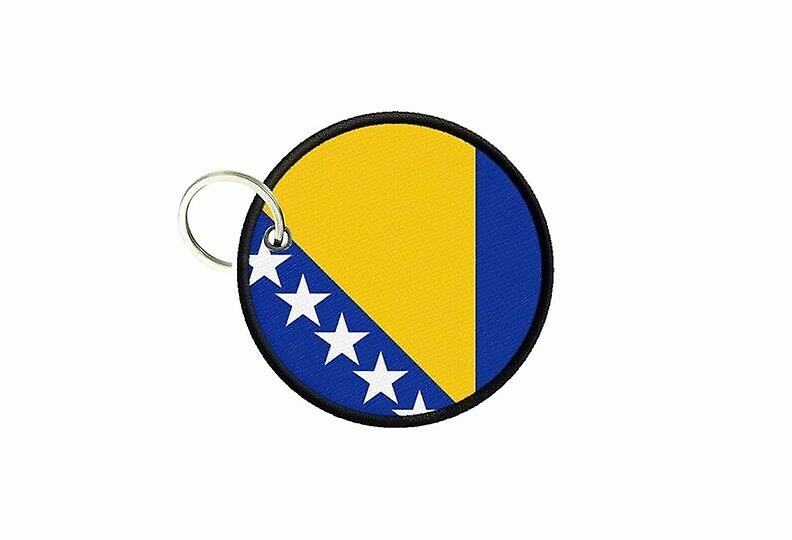 Keychain keys Bosnian flag printed round round round