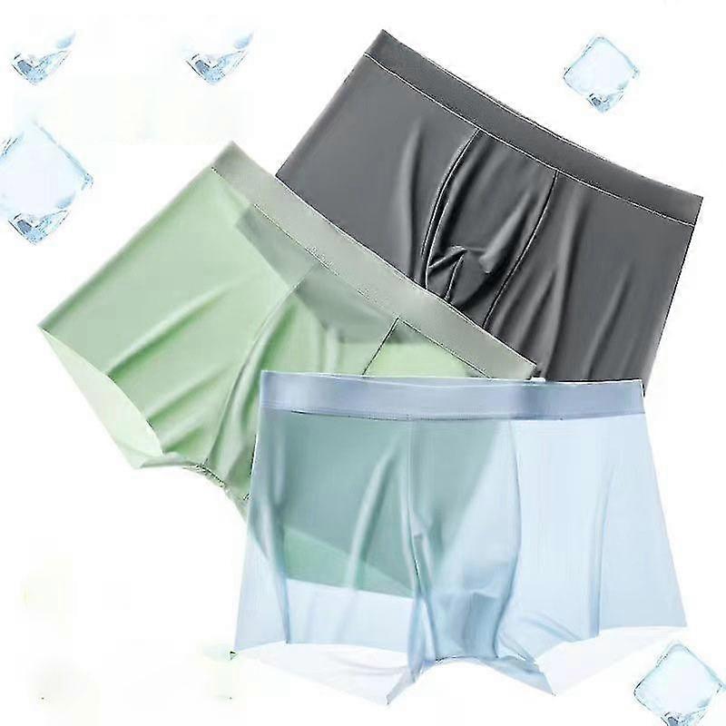 3pcs משי קרח 5a אנטיבקטריאלי משי תות תחתונים לגברים, קיץ קר (l) Hk