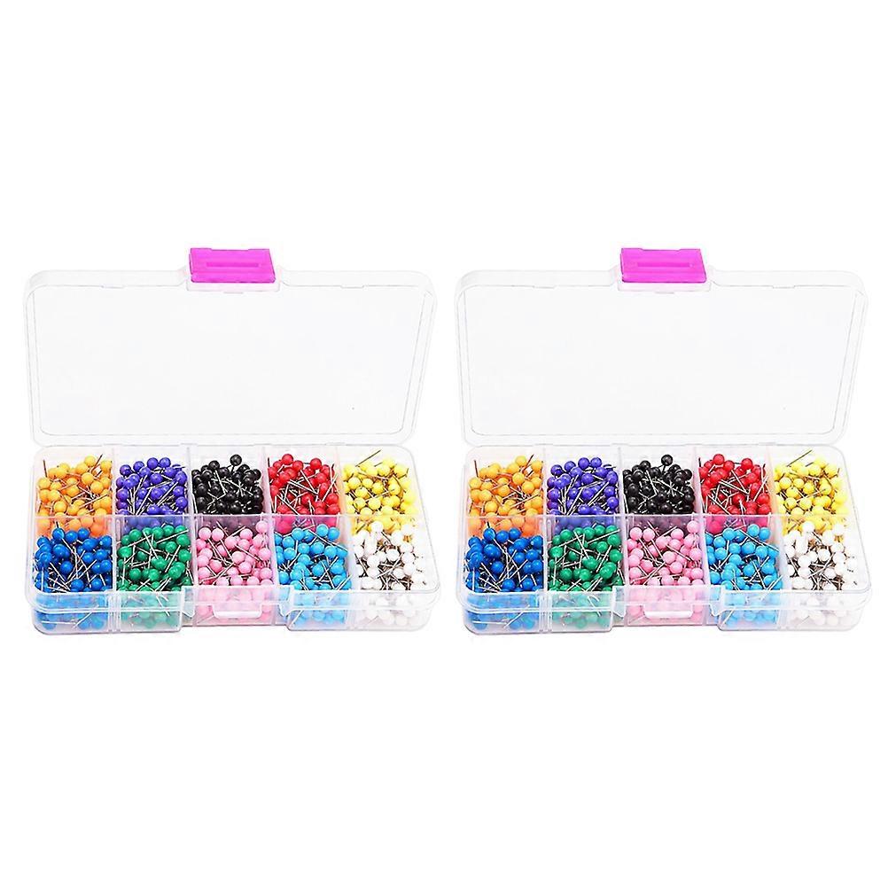 2 Boxes Of Pins Practical Durable Creative Map Push Pin Plastic Push Pin Small Pins Map Tacks for Office Home School