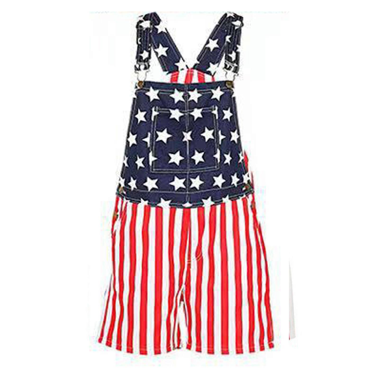 40% Off Denim Overalls with Printed American Flag Overalls with Bibs for Men and Women