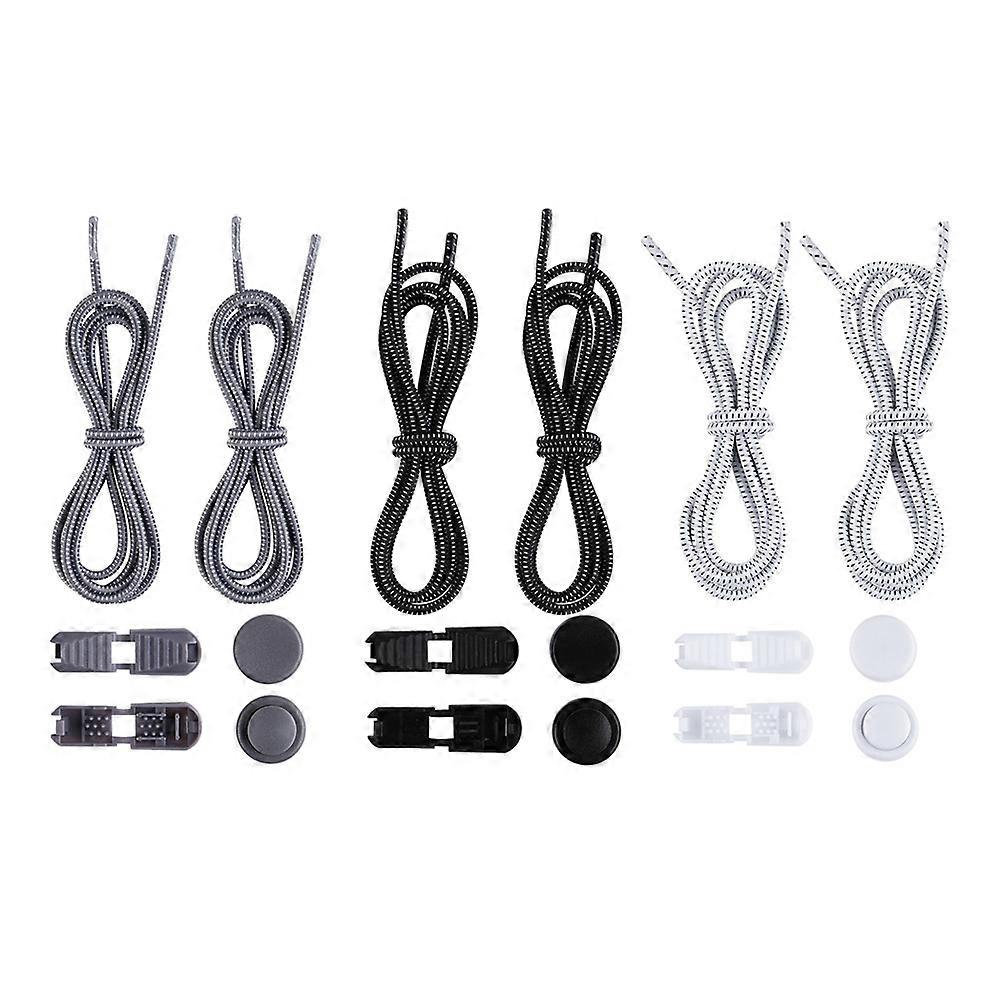 9 Pairs Elastic Shoe Laces Adjustable Tieless Shoelaces Fast Tie Shoelaces Practical Shoe Laces Strings with Lock for Sneakers Boots (Grey, Black, Whi