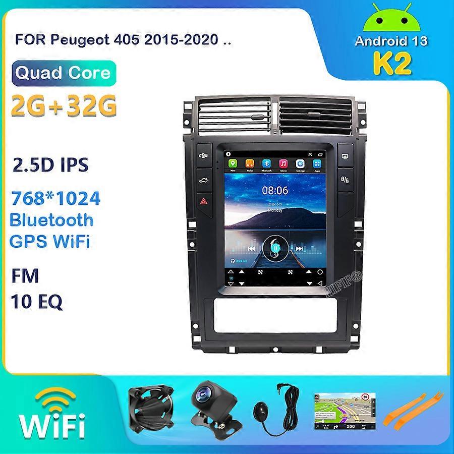 8G+128G Android 13 Vertical Screen Car Multimedia Video Radio Player For Peugeot 405 2015 2016 2017 2018 GPS Navigation