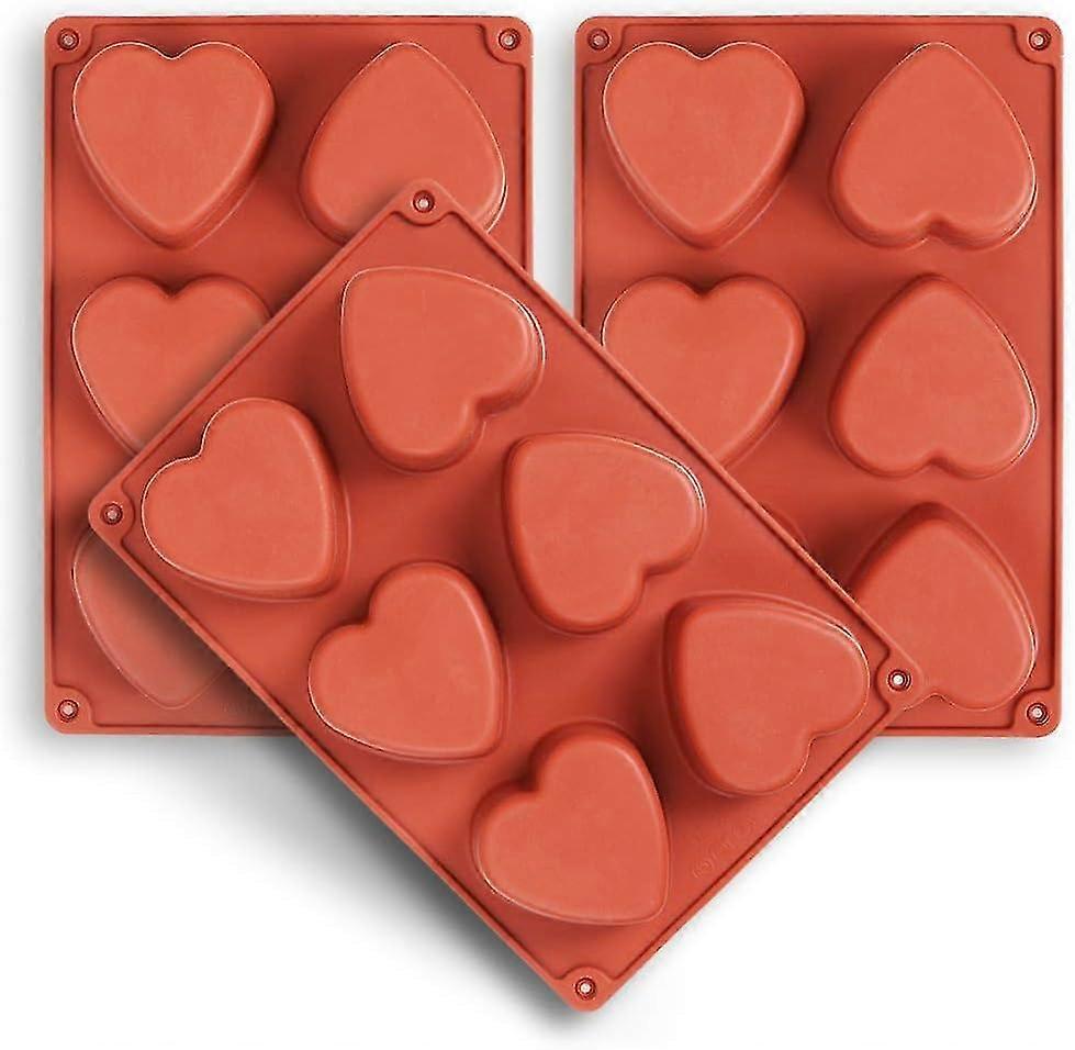 Silikonová forma ve tvaru srdce pro 6 dutin, 3 balení forem ve tvaru srdce na výrobu
