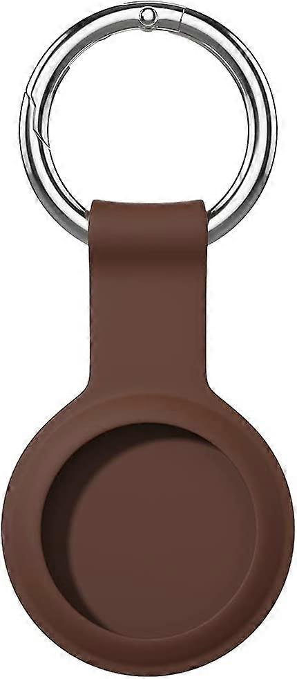Compatible for AirTag Case Keychain ,Silicone Protective case Secure Holder with Key Ring (Brown)