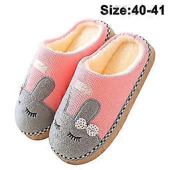 Femmes Hommes Hiver Chaud Mémoire Mousse Coton Pantoufles Rose 40-41