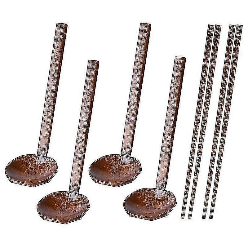 4 Pieces Japanese Long Handle Large Spoon Ramen Spoon