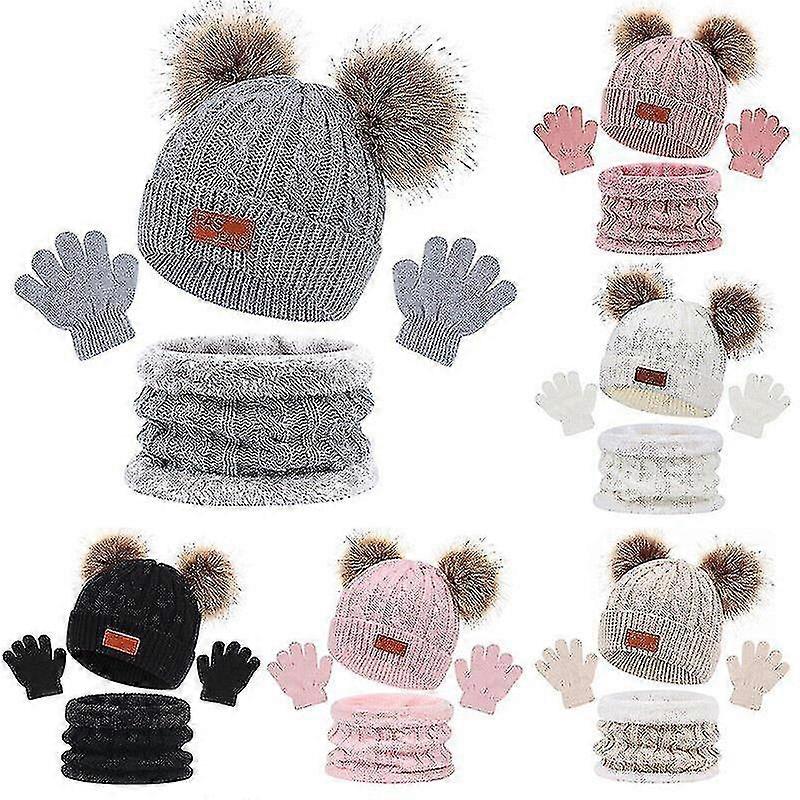Children's Hat Scarve Glove Set Autumn Winter Warm New Baby Boy Girls Hats 3pcs