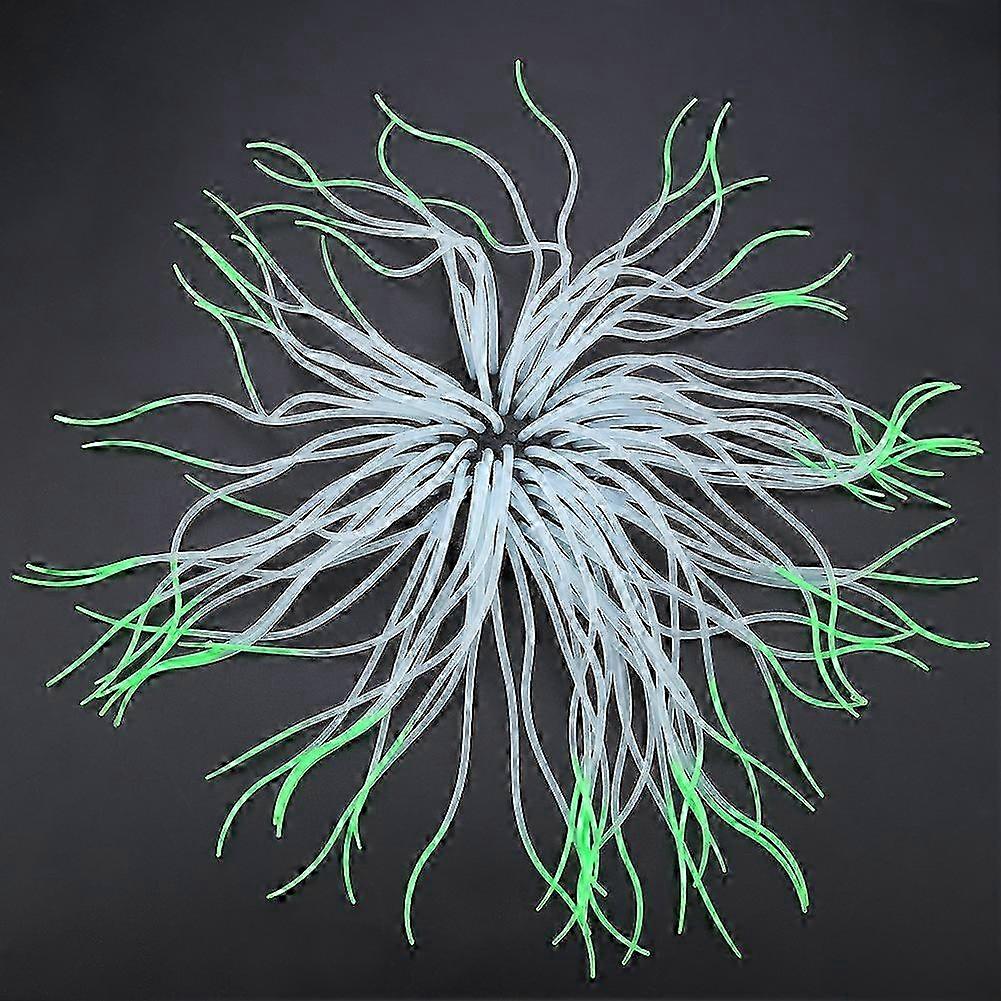 Simulation Artificial Silicone Sea Anemone Coral Ornament for Aquarium Fish Tank Decor(Green)