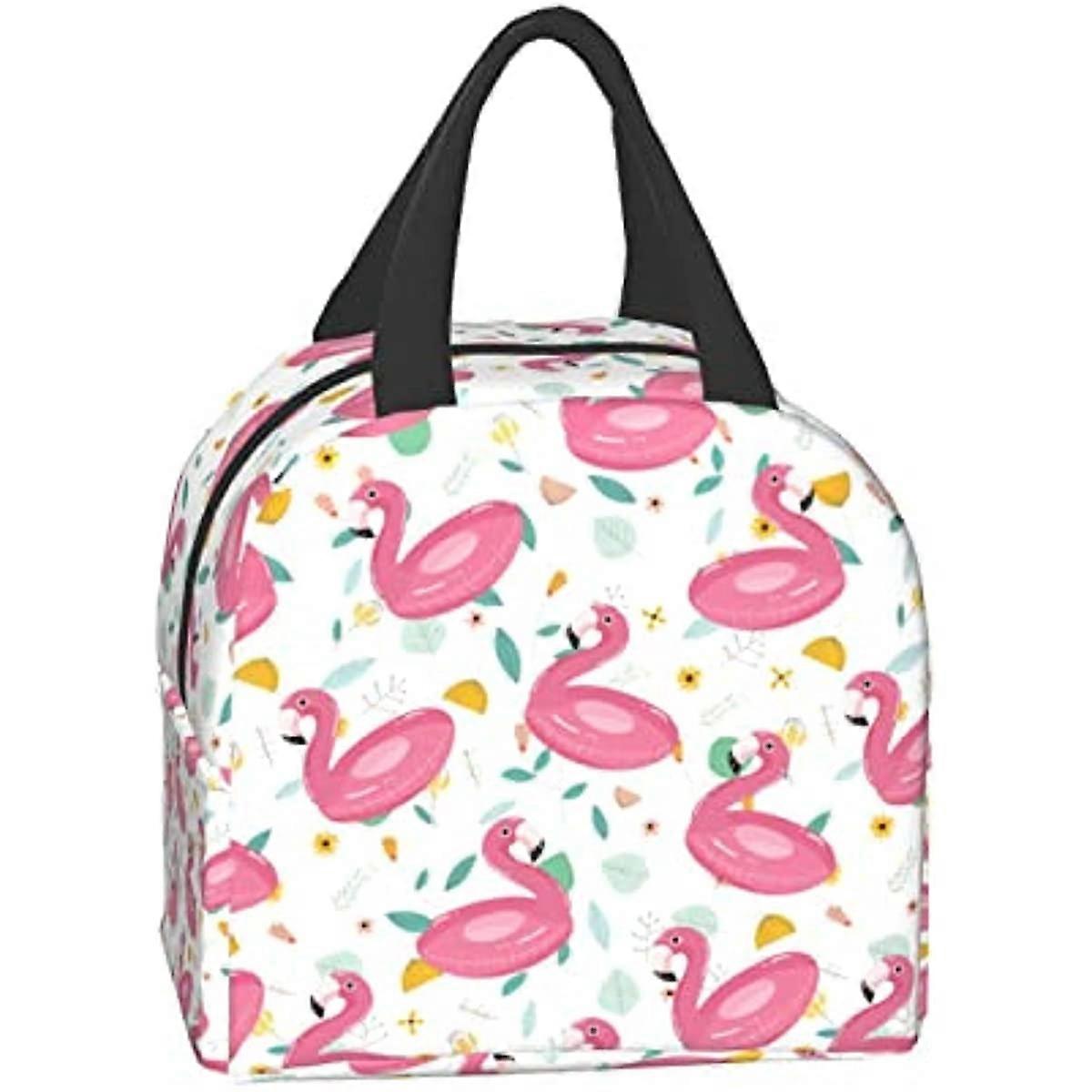 Pink Flamingo Lunch Bag Reusable,Zipper Closure Leakproof Insulated ...