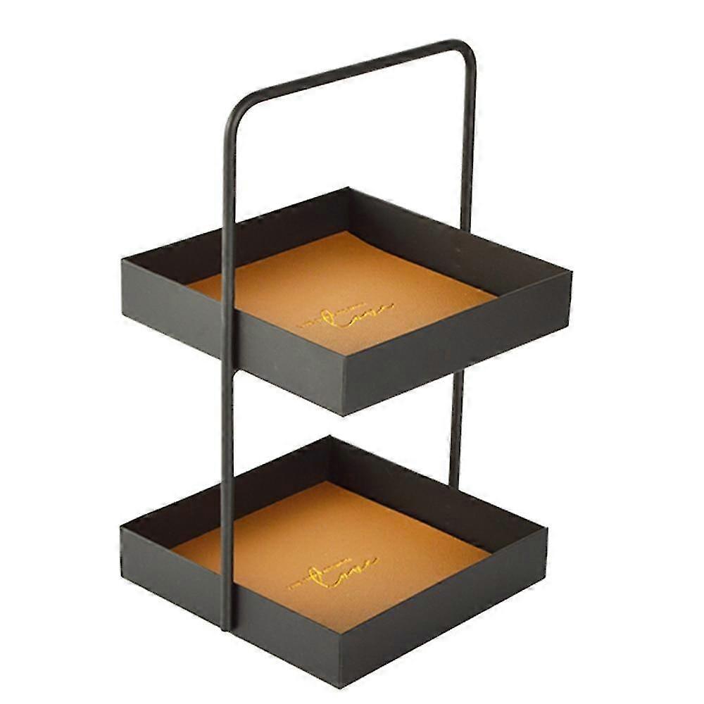 square metal storage tray sundries leather |storage tier