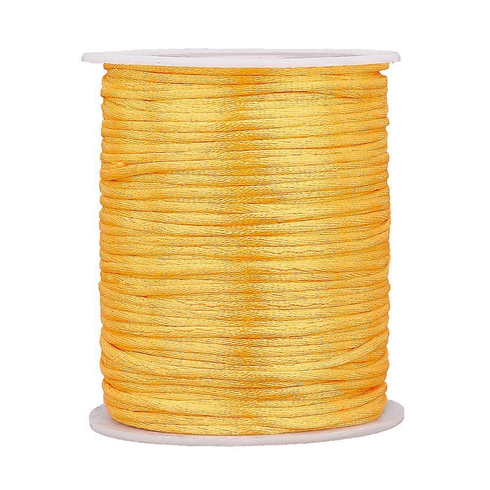 2mm Rattail Satin Cord 100m/106 Yards Golden Kumihimo Thread Christmas Crafts String Silky Trim Beading String Decorative Cords for Dream Catchers Bra