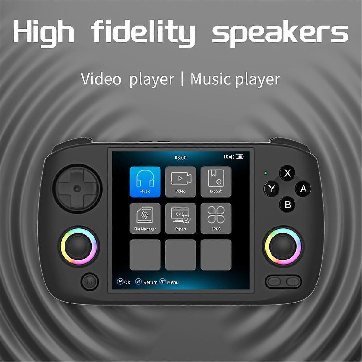RG CubeXX Retro Handheld Games Console 32GB RGB Joystick Video Gaming Player Supports WIFI Bluetooth Black