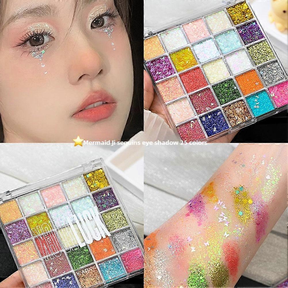 16/25 Color Eyeshadow Palette High Pigmentation Long Lasting Non Smudging Sparkling Glitter Easy to Blend for Beginners