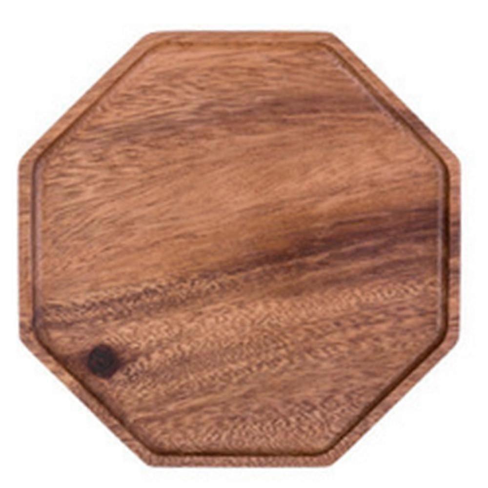 Wood Serving Plate Octagonal Plate Multipurpose Dinnerware Tray Fruit Dessert Bread Snack Candy Pla