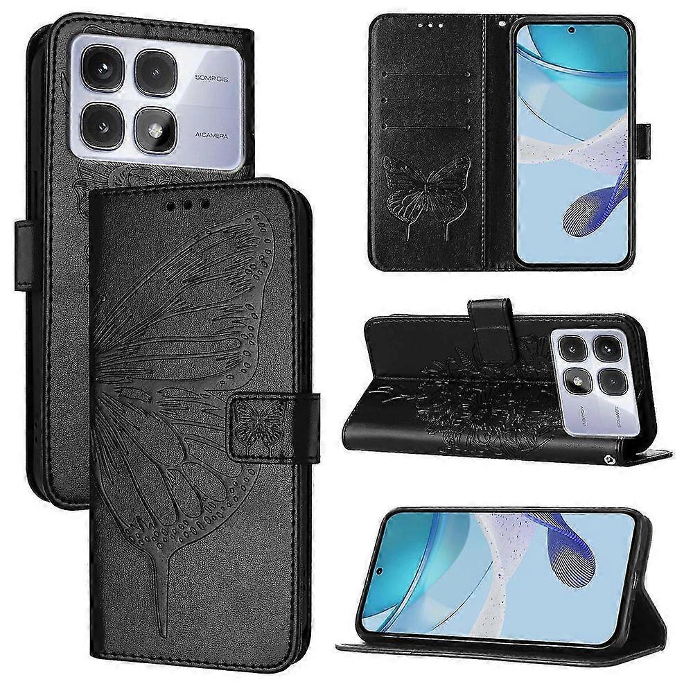 For Xiaomi Redmi K70 Ultra Case YB Imprinting Series-4 Butterfly Flower Flip Wallet Leather Phone Cover