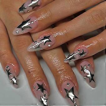 De glanzende Modellen van de de Nagelsige Kunstmatige en Elegante Stijl van de Amandel Valse Nagels, En Elegante Stijl manicure