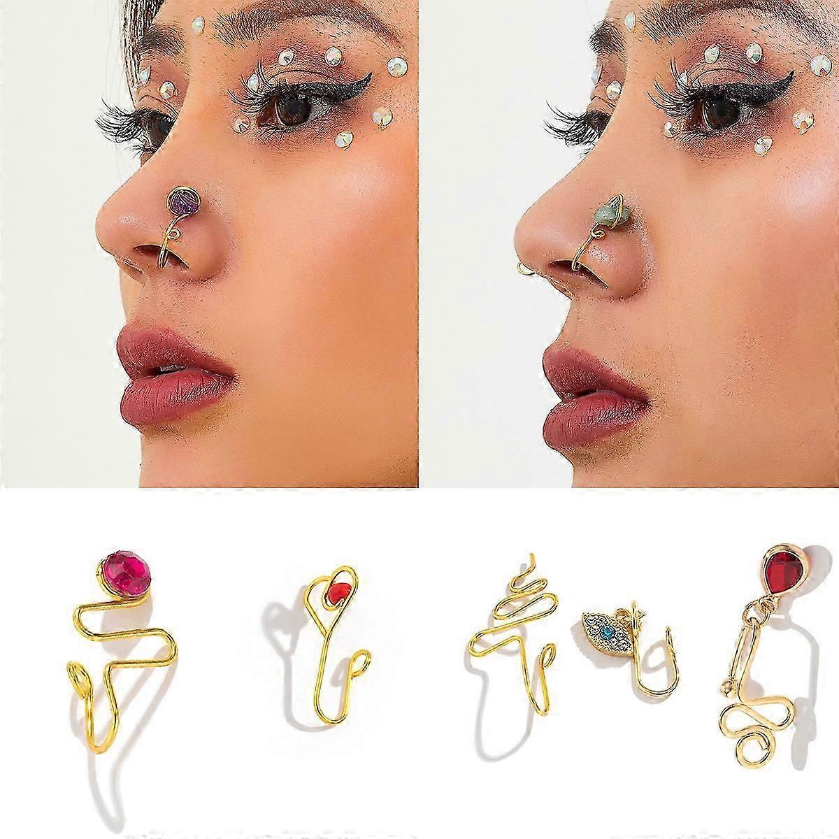 Nose Rings Piercing-free Nose Clip Geometric Water Drop Pattern