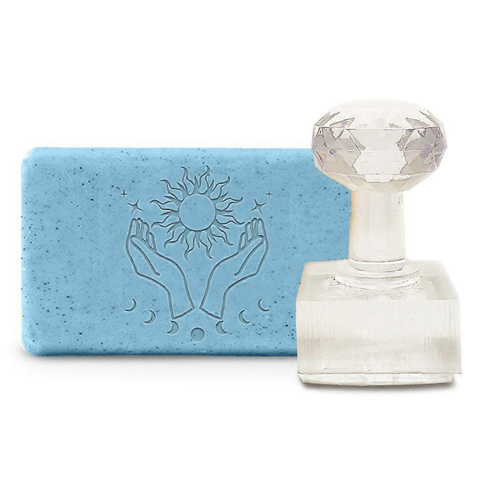 Handmade Soap Stamp Sun Hands Acrylic Soap Stamp with 1.57" Removable Handle Embossing Soap Stamps Soap Making for Cookie Clay Pottery Biscuits Gummie